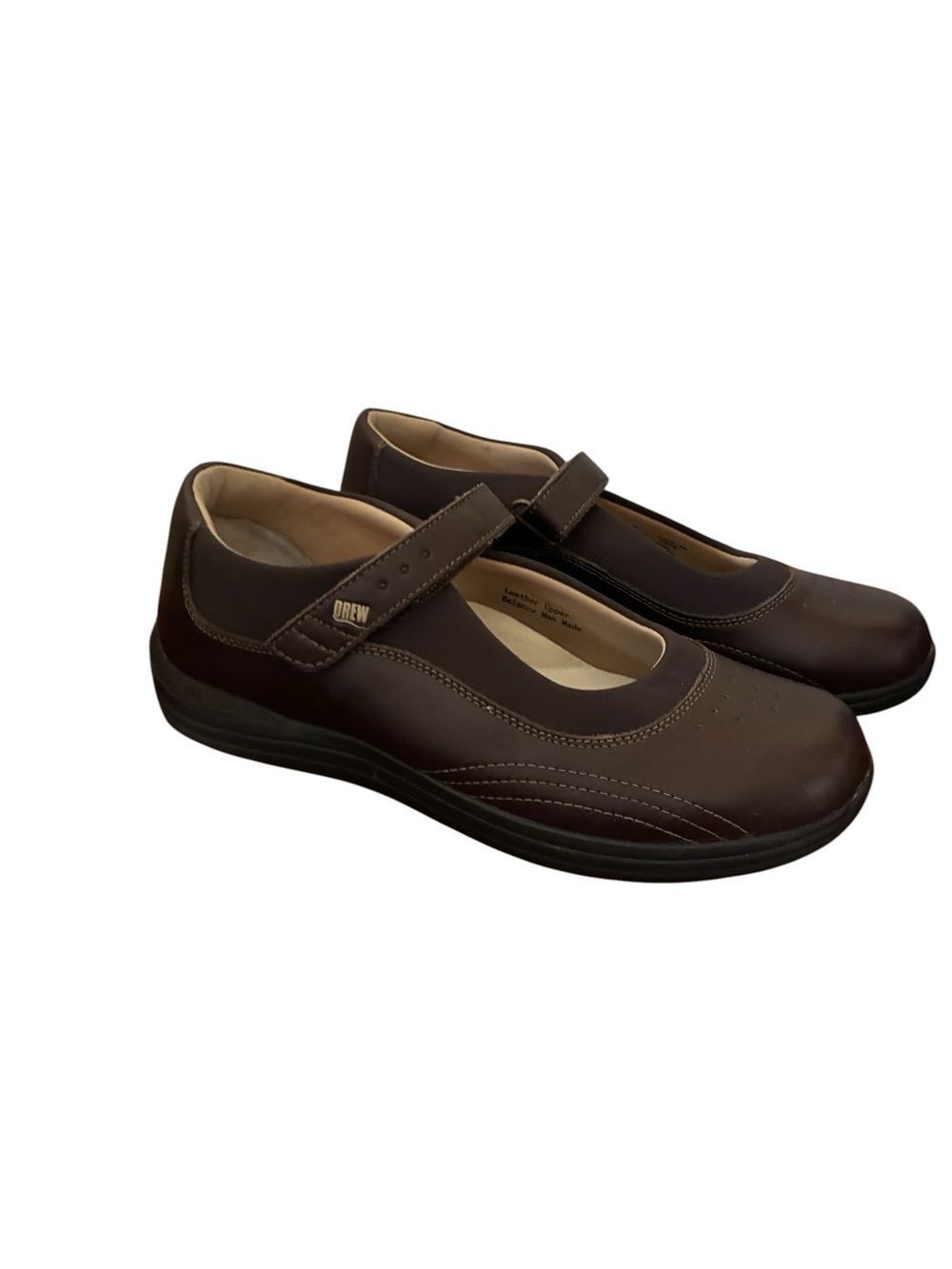 DREW Women's Dark Brown Leather Mary Jane Flats Size 10.5